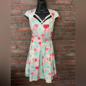 Voodoo Vixen new hot air balloon heart retro vintage style fit and flare dress